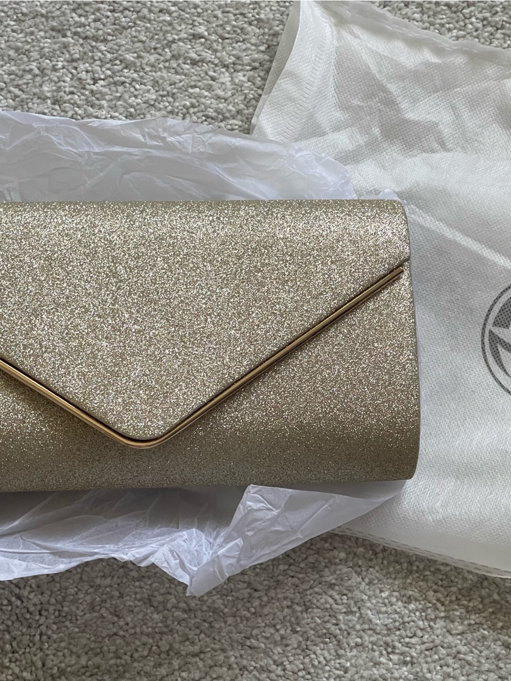 Sparkling Gold Envelope Clutch Handbag - Women